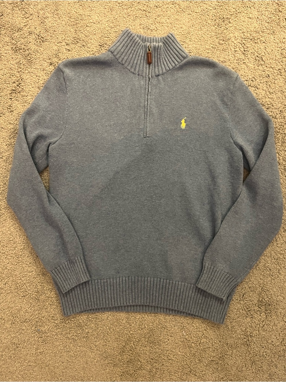 Polo by Ralph Lauren Blue Half-Zip Sweater with Yellow Pony